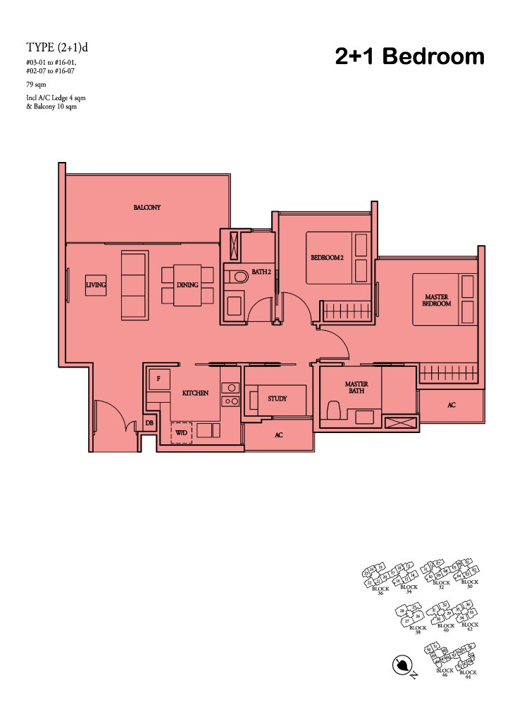 Bartley Ridge floor plan 850 sqft Type (2+1)d