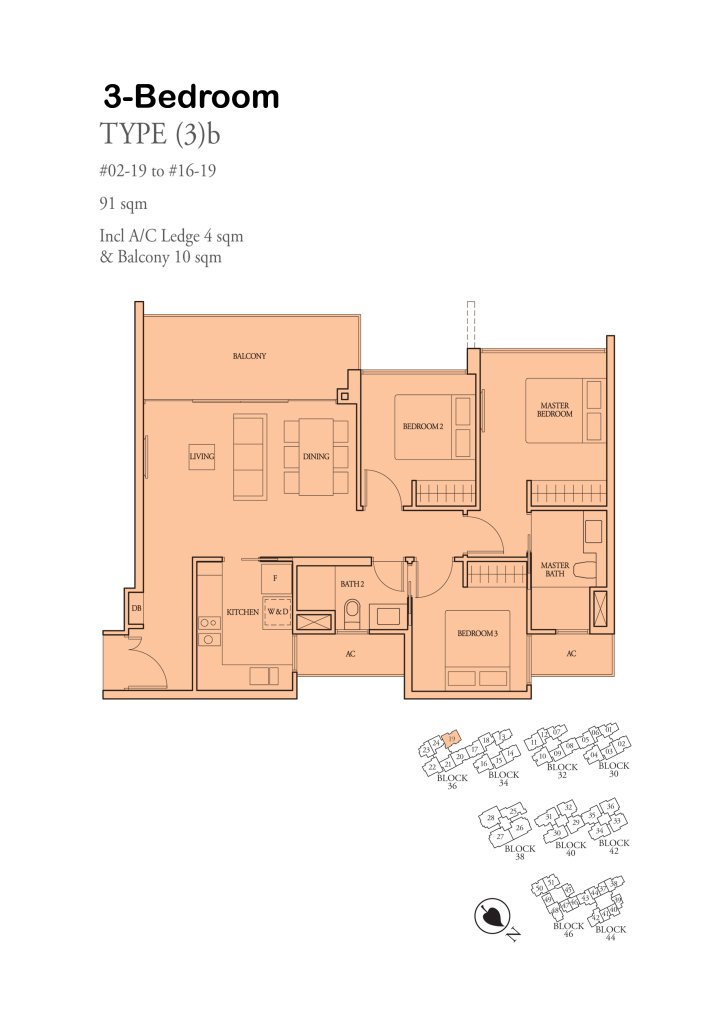 Bartley Ridge floor plan 980 sqft Type (3)b