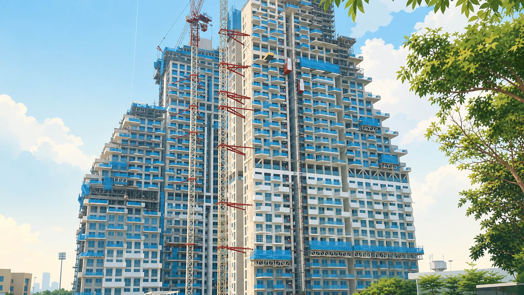 Condominium towers under construction - subsale condo Singapore market