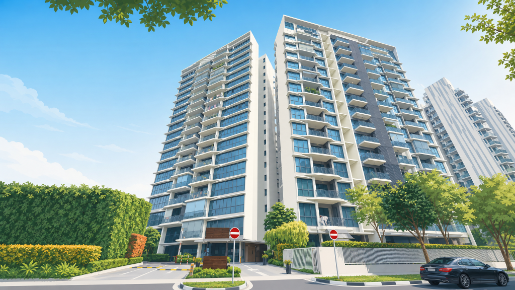Boathouse Residences condominium exterior and arrival driveway