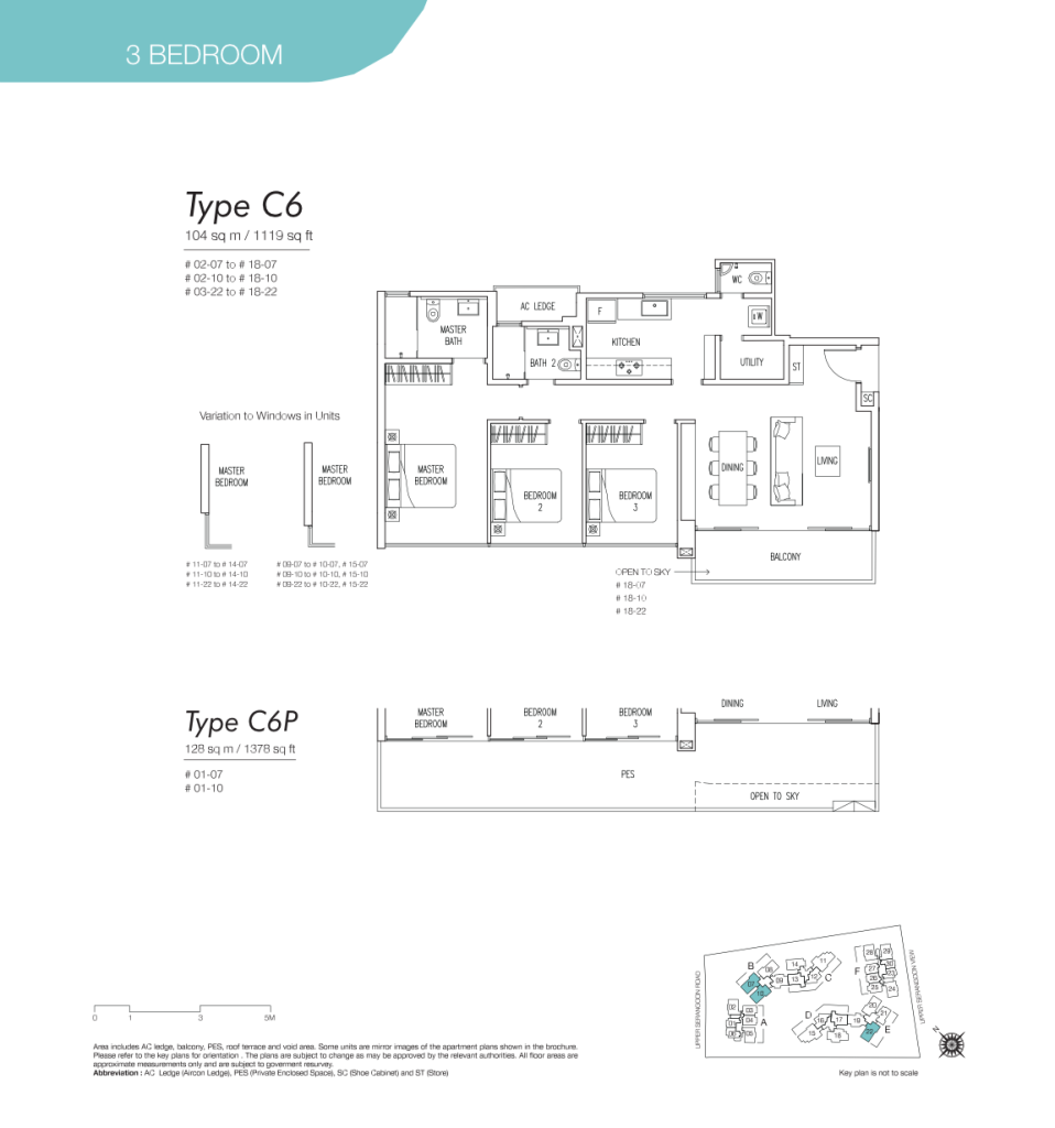 Boathouse Residences floor plan Type C6, 1119 sqft, Hougang, Singapore