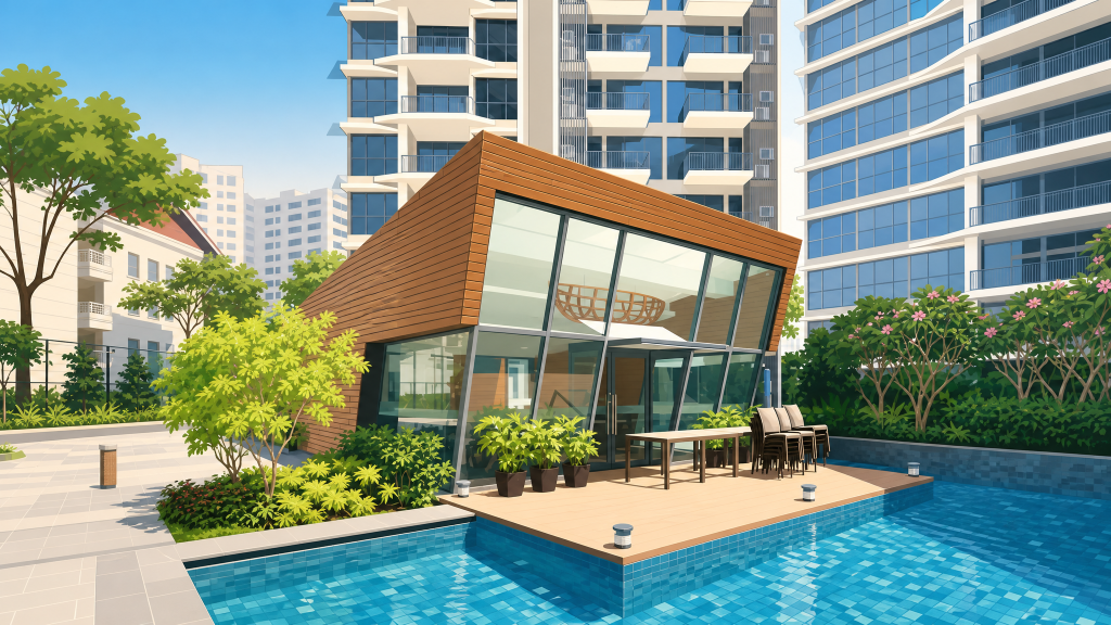 Boathouse Residences swimming pool and clubhouse