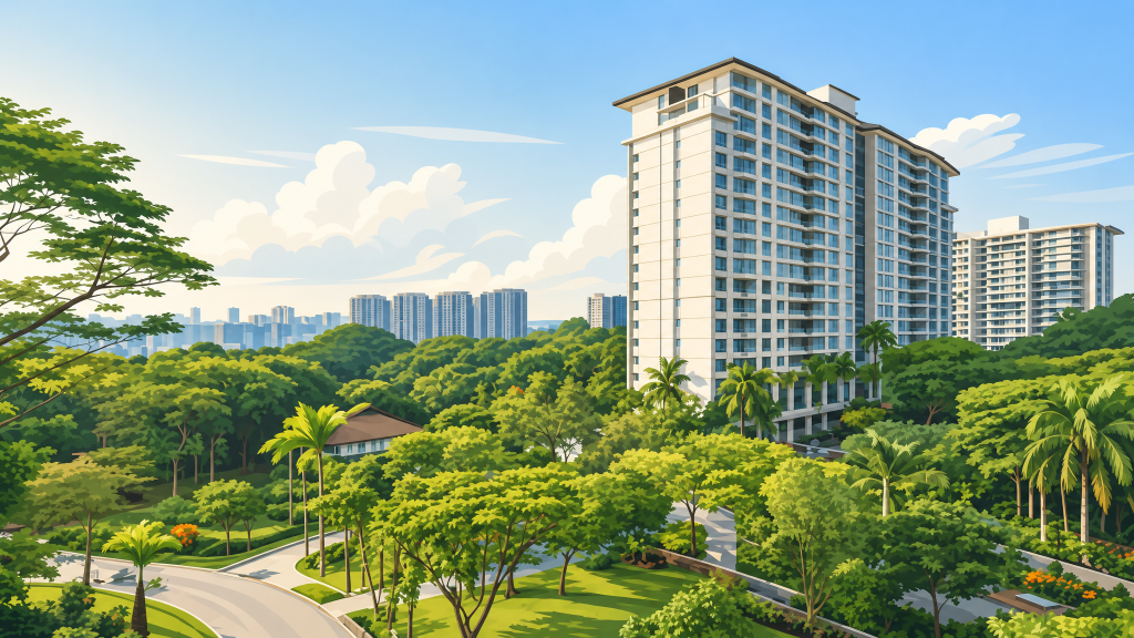 Botanique at Bartley condominium exterior surrounded by greenery