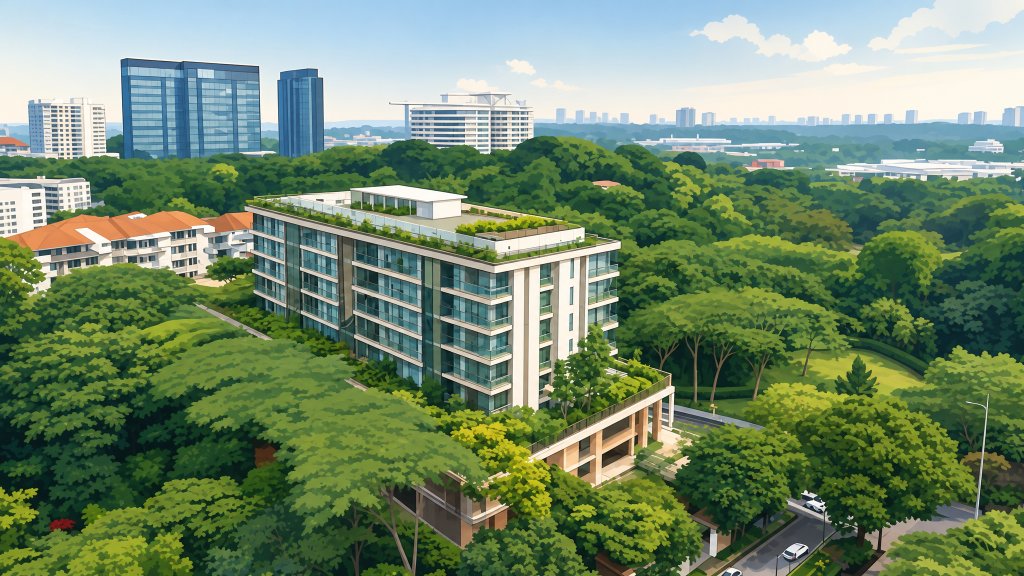 Botanique at Bartley aerial view over the tree canopy