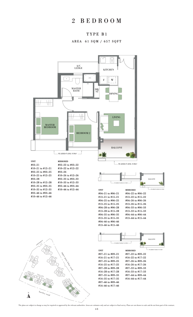 Botanique at Bartley floor plan Type B1, 657 sqft, Serangoon, Singapore