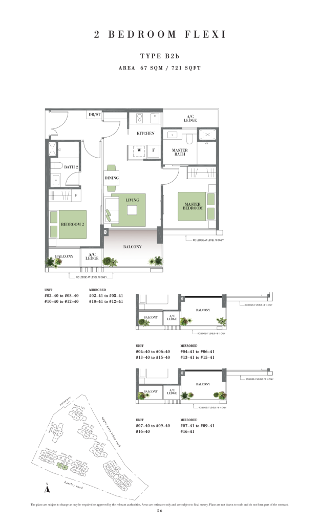 Botanique at Bartley floor plan Type B2b, 721 sqft, Serangoon, Singapore