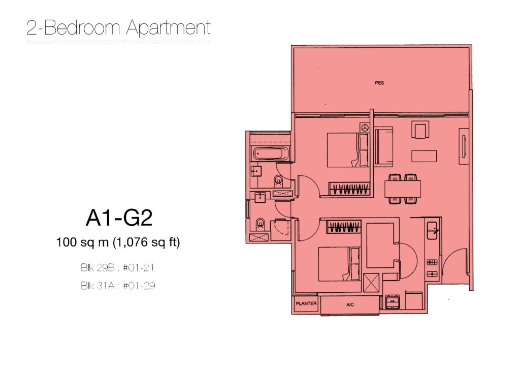 Botannia floor plan 1,076 sqft Type Type A1-G2