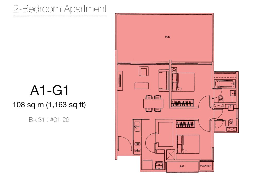 Botannia floor plan 1,163 sqft Type Type A1-G1