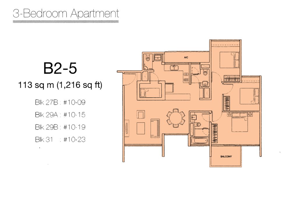 Botannia floor plan 1,216 sqft Type Type B2-5