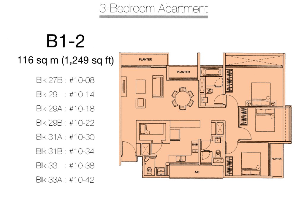 Botannia floor plan 1,249 sqft Type Type B1-2