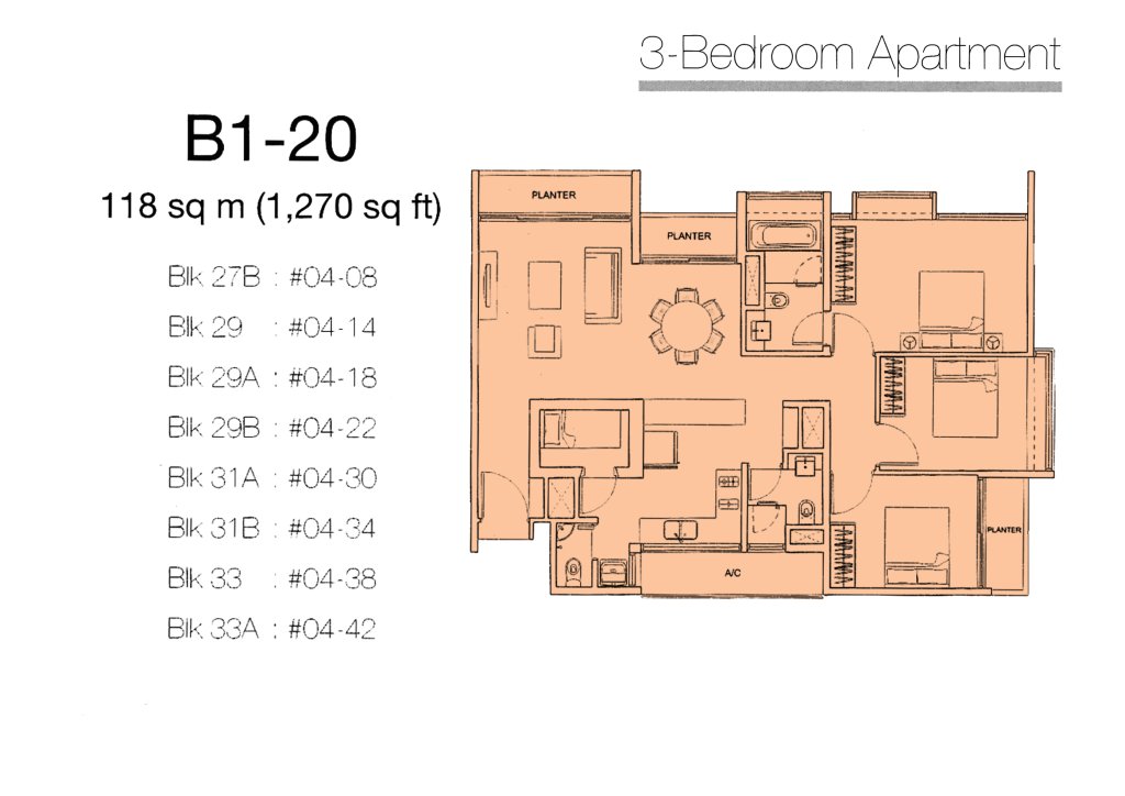 Botannia floor plan 1,270 sqft Type Type B1-20
