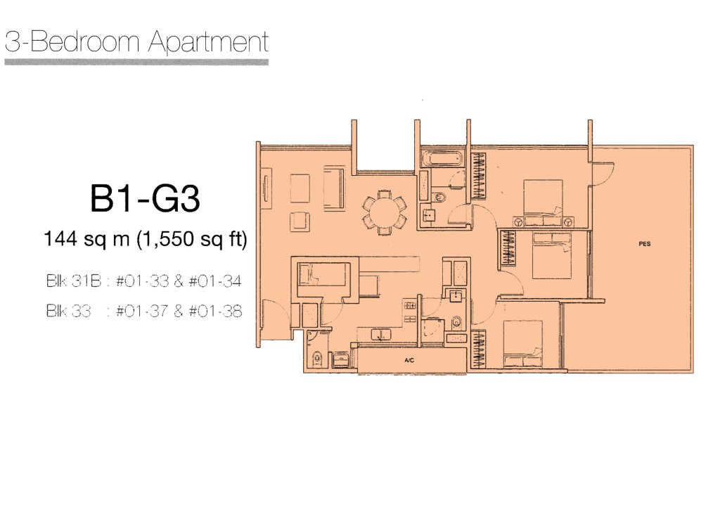 Botannia floor plan 1,550 sqft Type Type B1-G3
