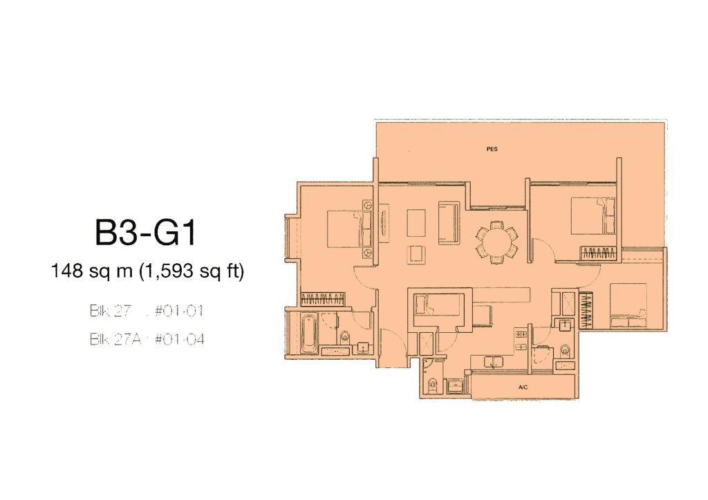 Botannia floor plan 1,593 sqft Type Type B3-G1