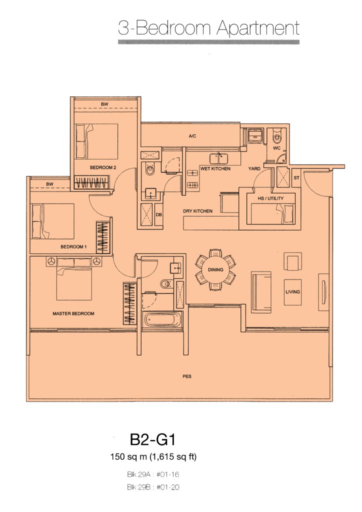 Botannia floor plan 1,615 sqft Type Type B2-G1