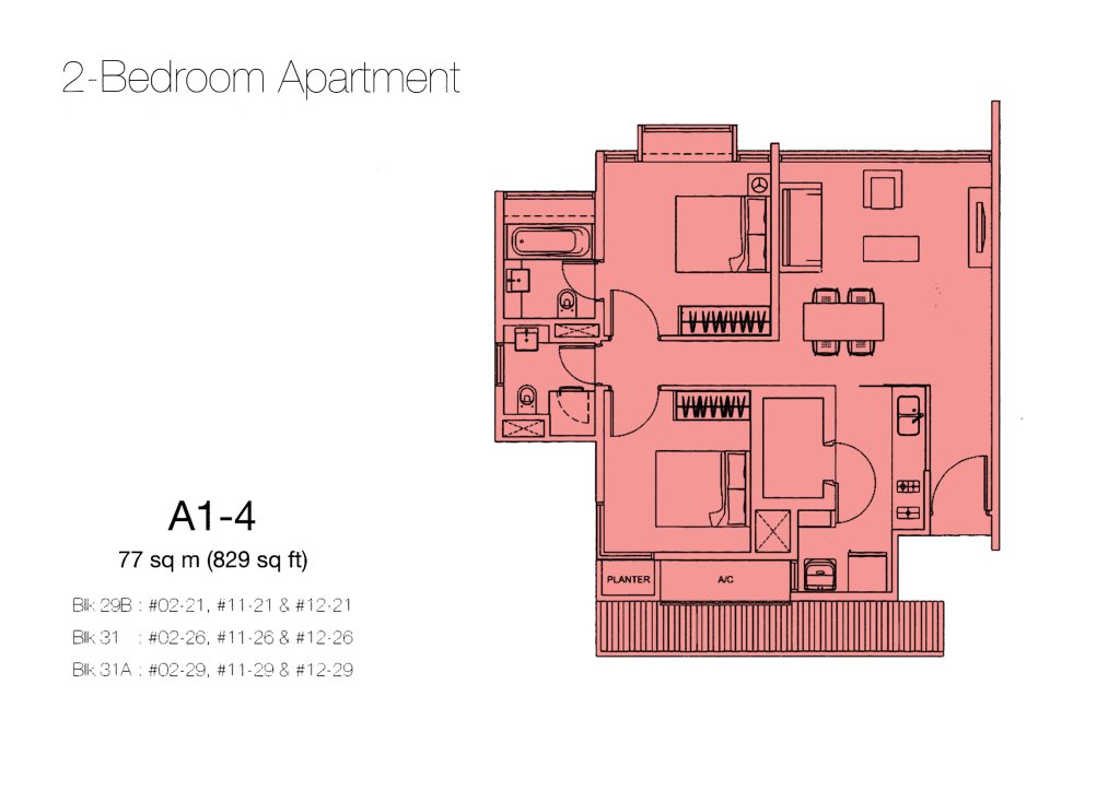 Botannia floor plan 829 sqft Type Type A1-4