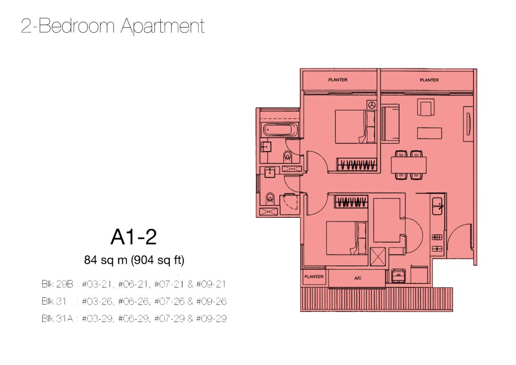 Botannia floor plan 926 sqft Type Type A1-2