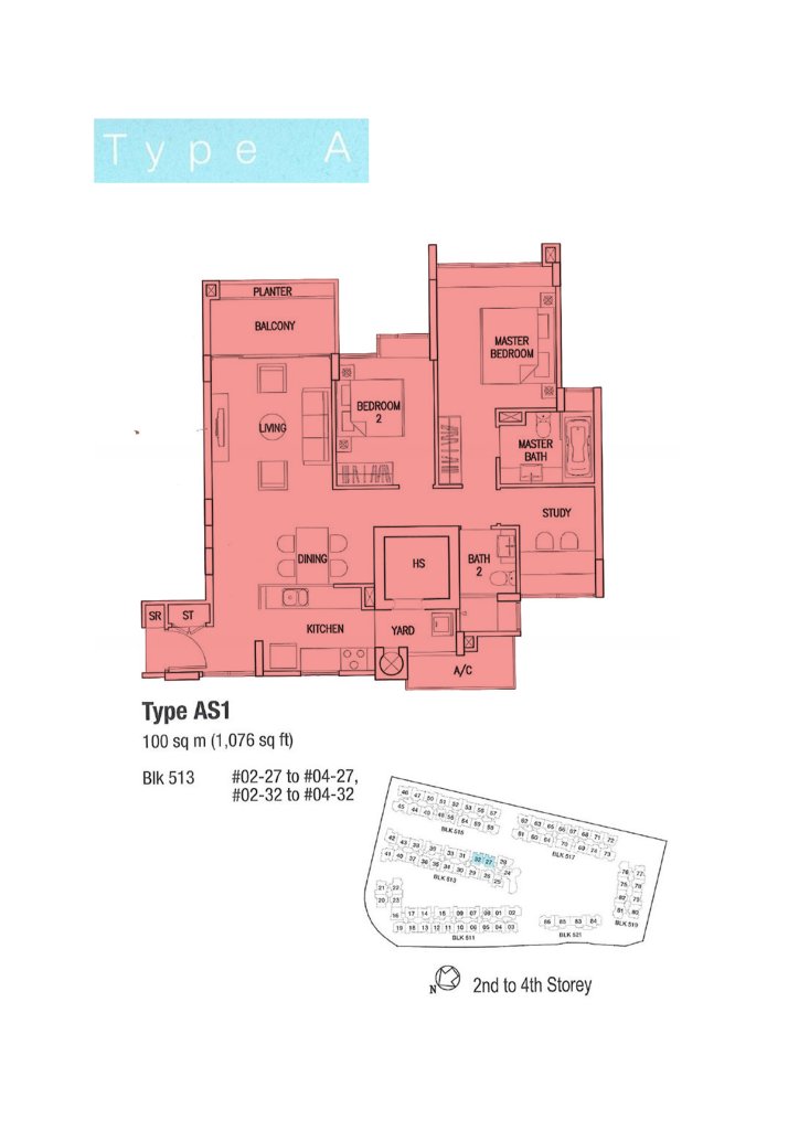 The Calrose floor plan 1,076 sqft Type A