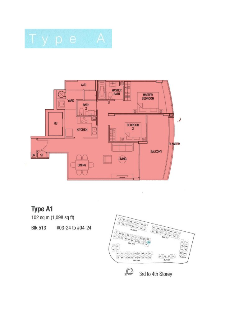 The Calrose floor plan 1,098 sqft Type A