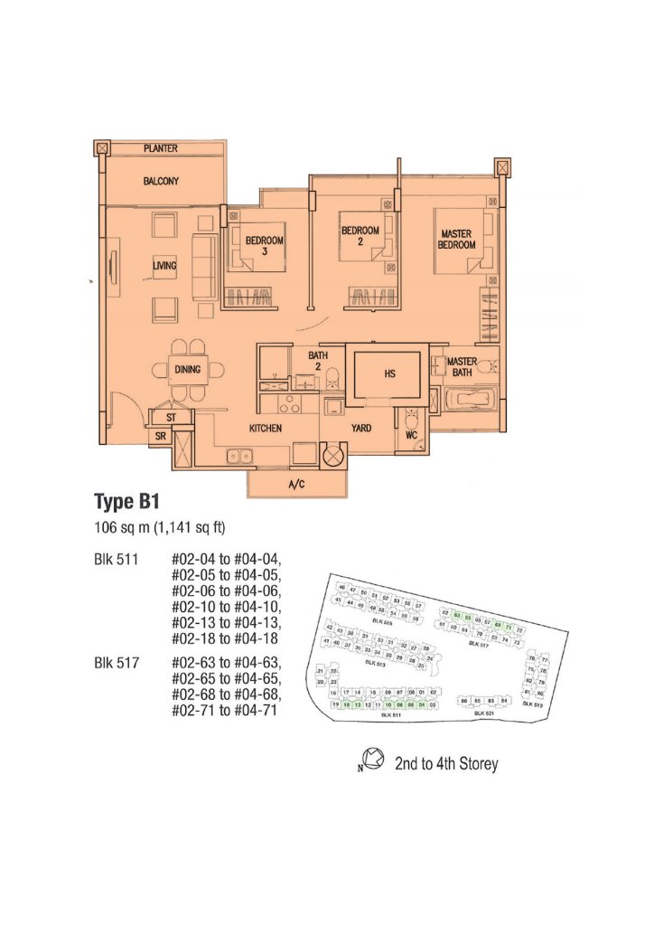 The Calrose floor plan 1,141 sqft Type B1