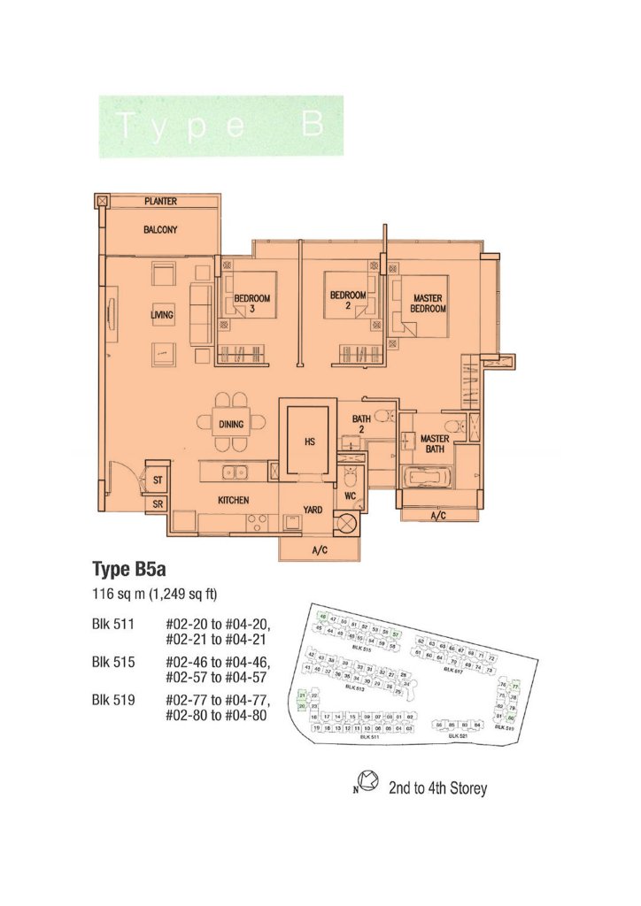 The Calrose floor plan 1,249 sqft Type B
