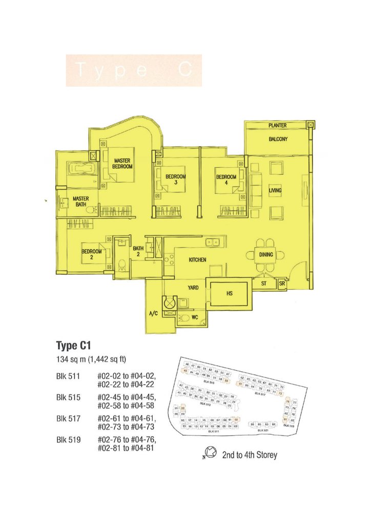 The Calrose floor plan 1,442 sqft Type C1