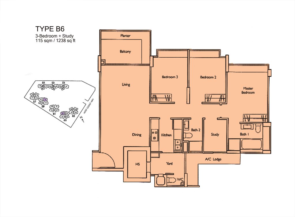 Carabelle floor plan 1,238 sqft Type B6