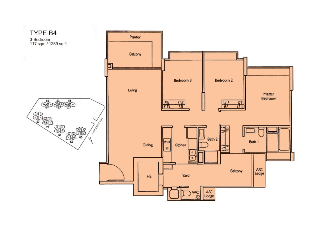 Carabelle floor plan 1,259 sqft Type B4