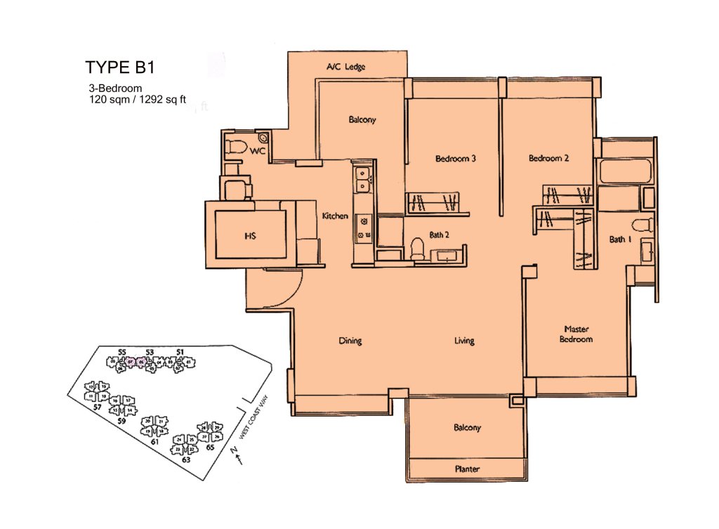 Carabelle floor plan 1,292 sqft Type B1