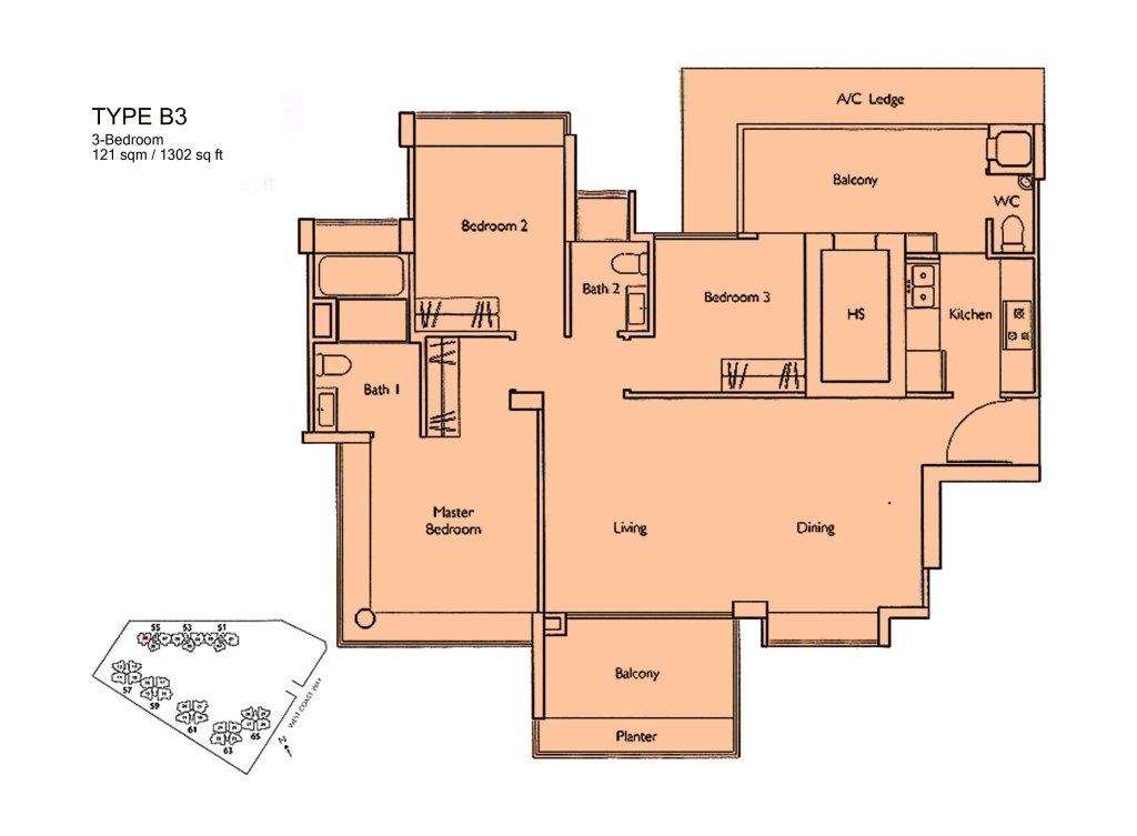 Carabelle floor plan 1,302 sqft Type B3