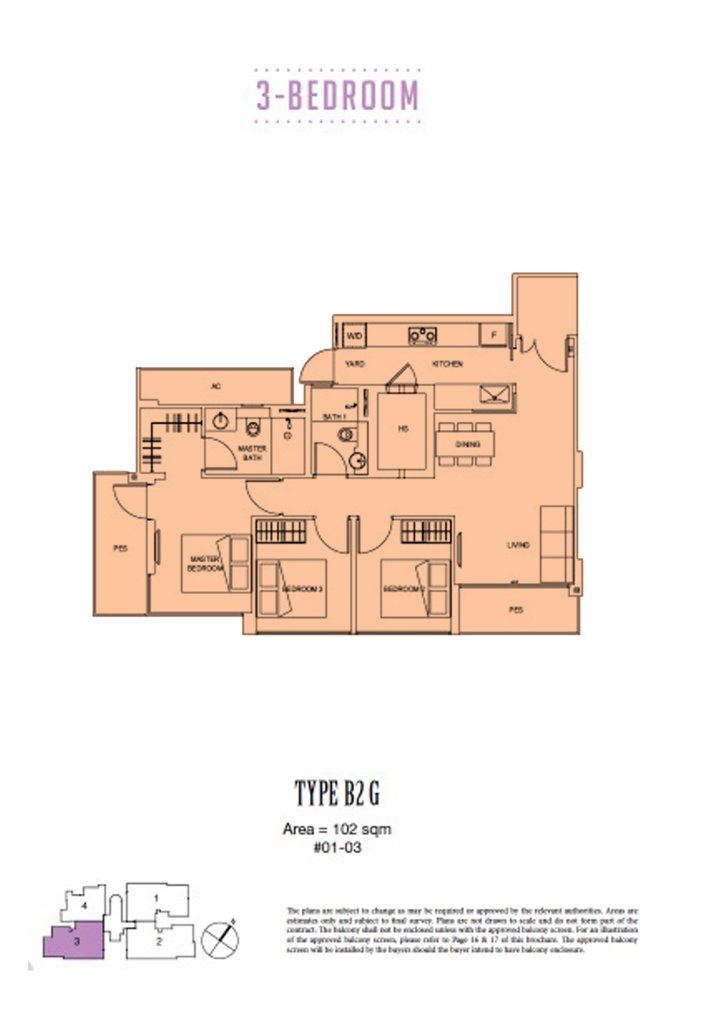 Carpmael Thirty-Eight floor plan Type B2-G, 1098 sqft, Geylang, Singapore
