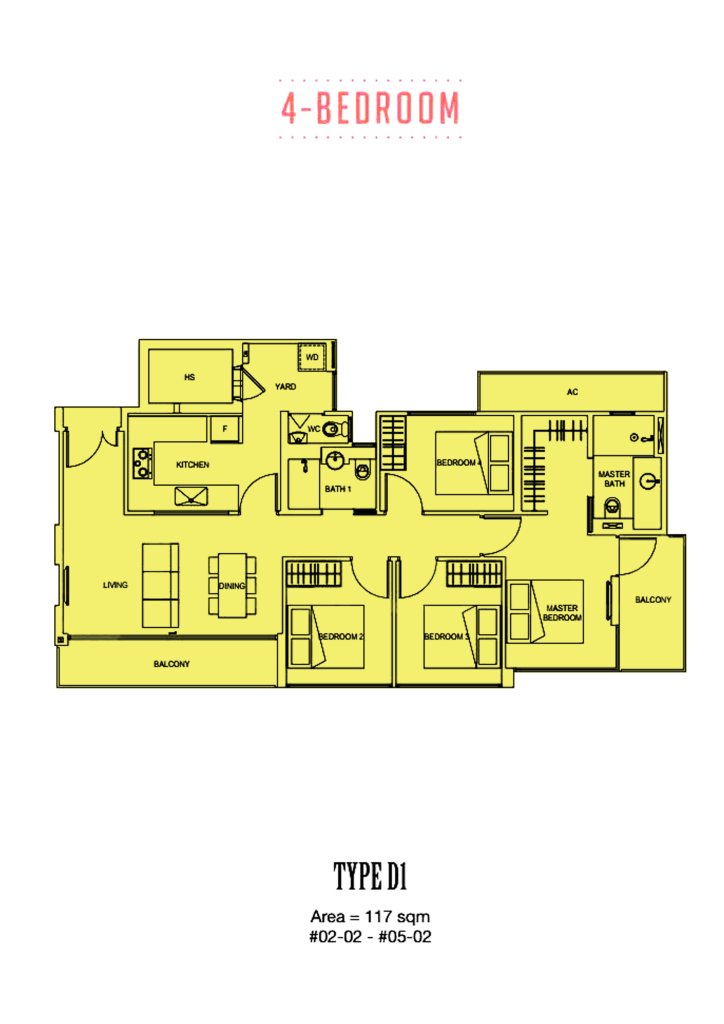 Carpmael Thirty-Eight floor plan Type D1, 1259 sqft, Geylang, Singapore