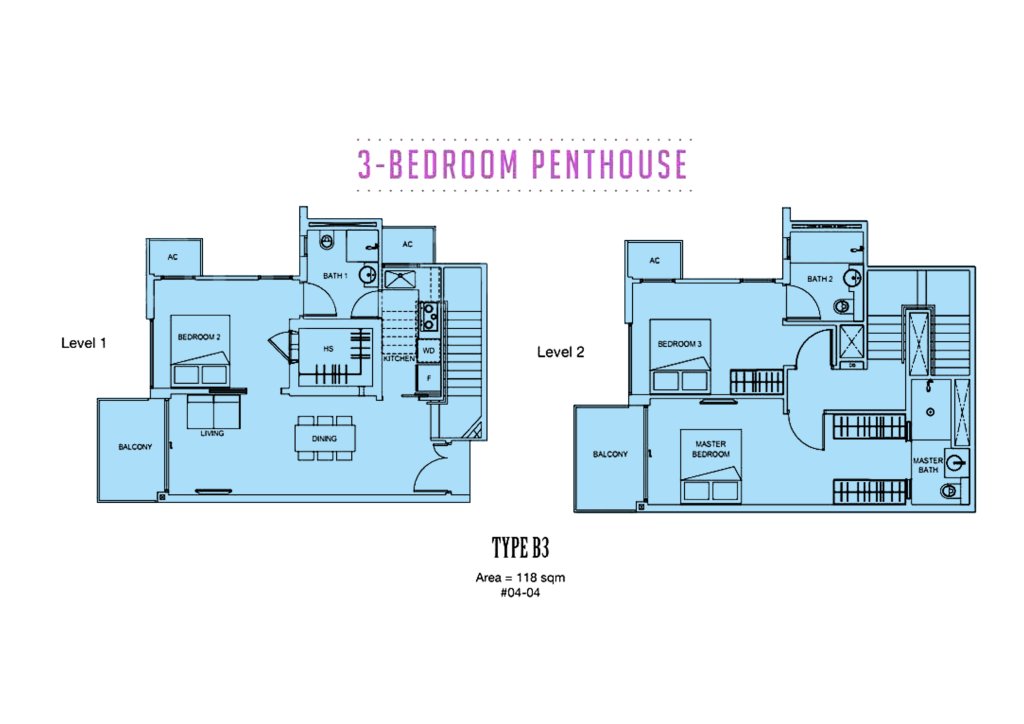 Carpmael Thirty-Eight floor plan Type PH-B3, 1270 sqft, Geylang, Singapore