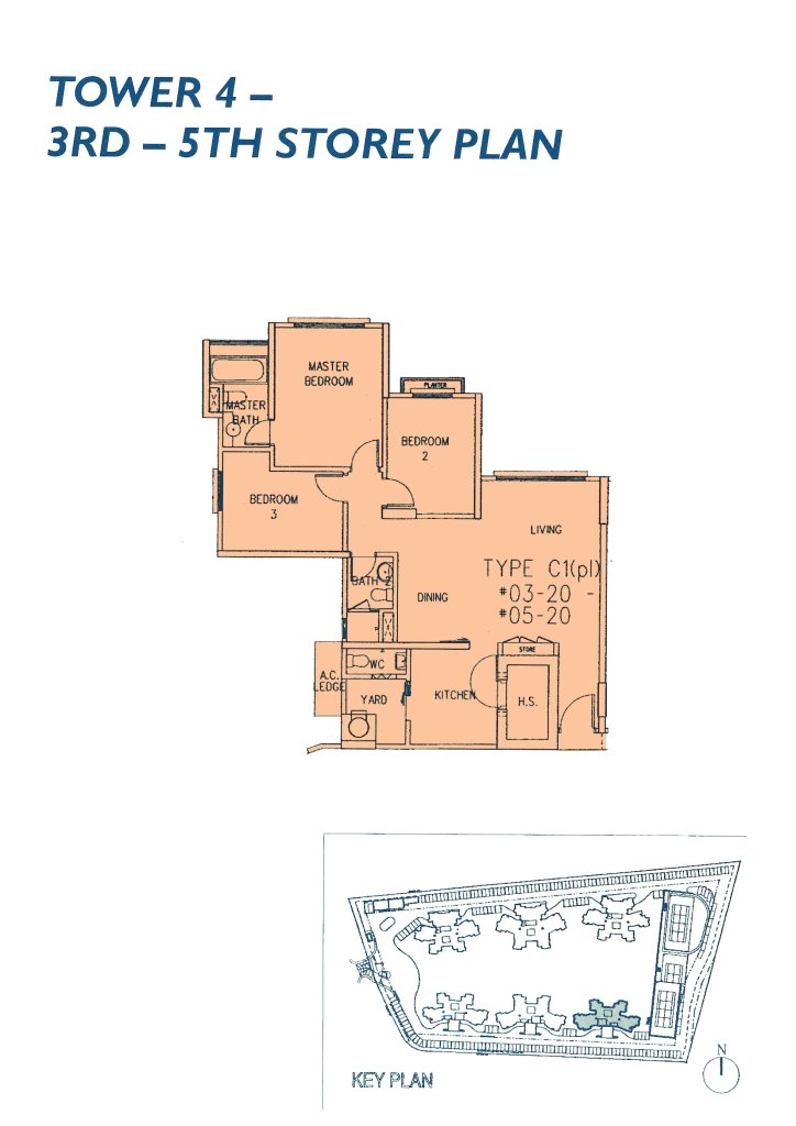Casablanca floor plan 1,130 sqft Type C1(p1)-1