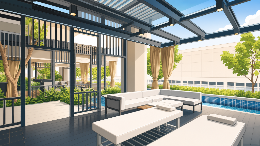Centro Residences covered sky terrace lounge