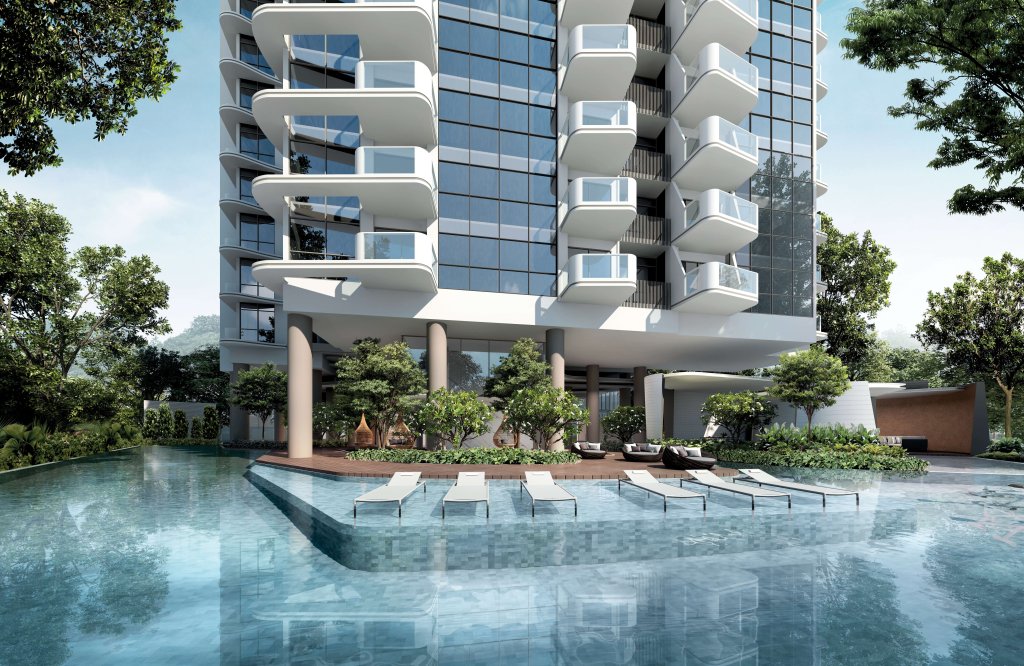 Coastline Residences swimming pool at the tower base