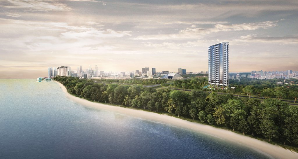 Coastline Residences aerial view along the East Coast shoreline
