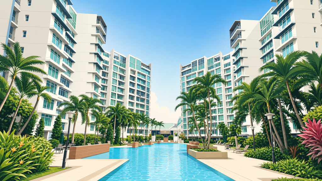 Compass Heights swimming pool and towers