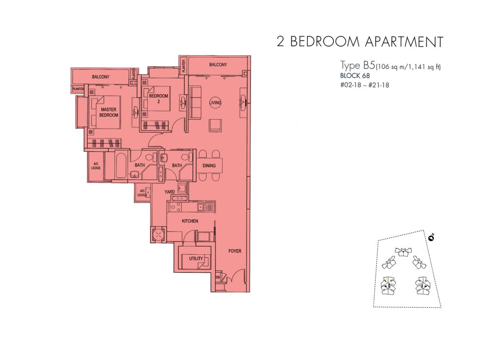 Cote D'Azur floor plan Type B5, 1141 sqft, Marine Parade, Singapore