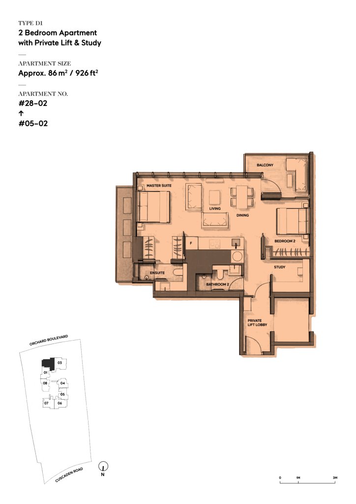 Cuscaden Reserve floor plan 2,099 sqft Type D1