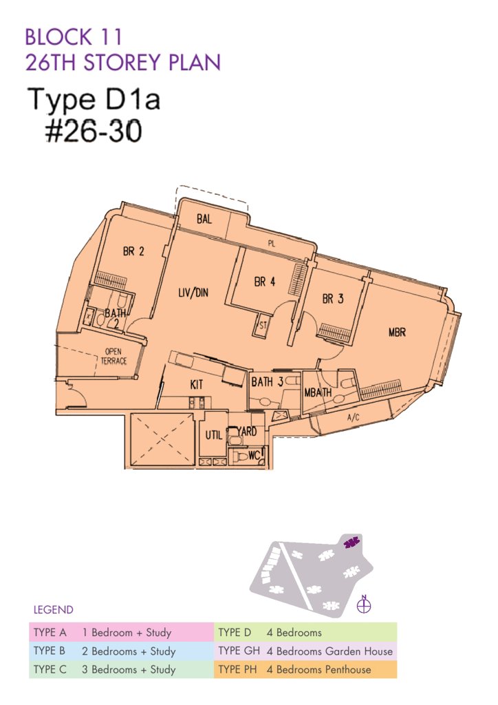 D'Leedon floor plan 1,744 sqft Type D1