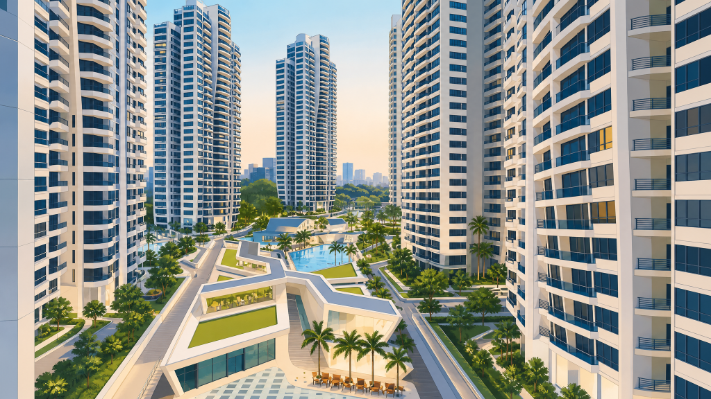 D'Leedon the towers around the pool deck