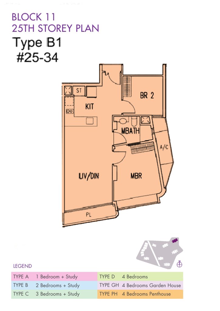 D'Leedon floor plan 786 sqft Type B1