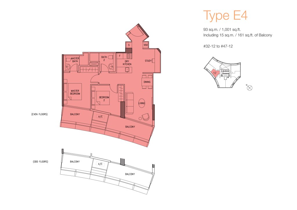 DUO Residences floor plan 1,001 sqft Type E4