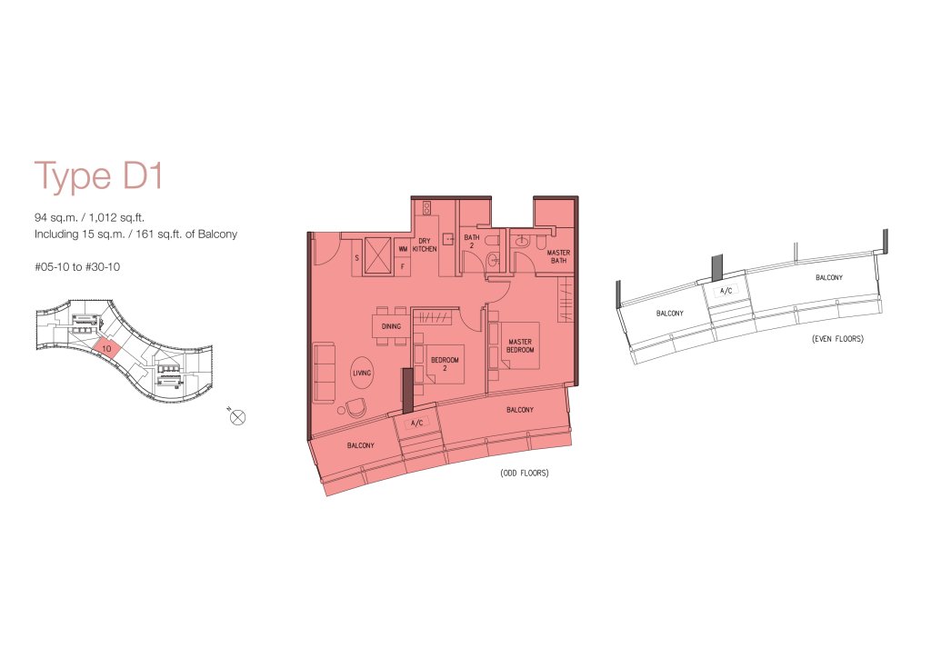 DUO Residences floor plan 1,012 sqft Type D1