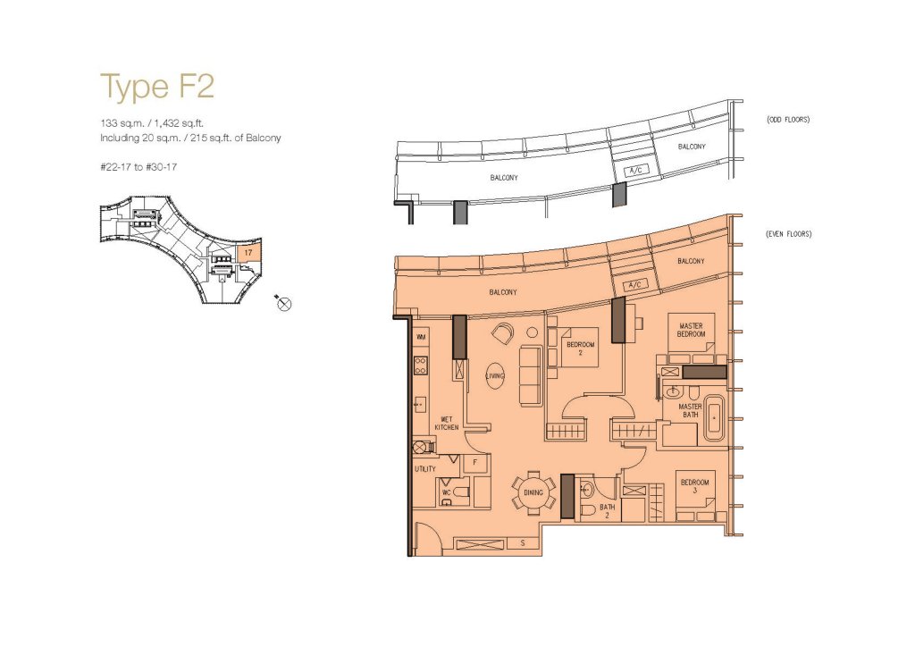 DUO Residences floor plan 1,432 sqft Type F2