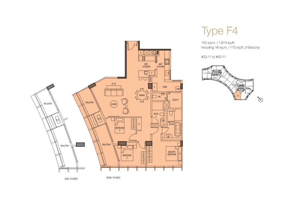 DUO Residences floor plan 1,615 sqft Type F4