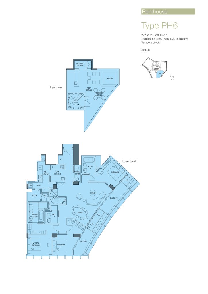 DUO Residences floor plan 2,390 sqft Type PH6