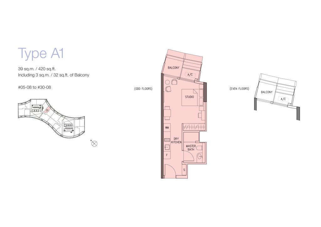 DUO Residences floor plan 420 sqft Type A1