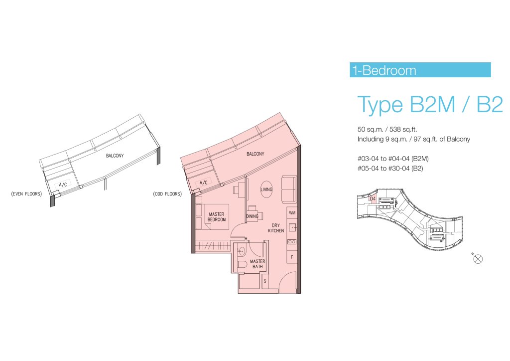 DUO Residences floor plan 538 sqft Type B2M