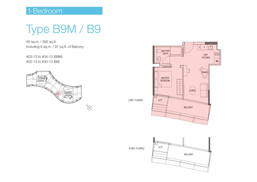 DUO Residences floor plan 592 sqft Type B9M